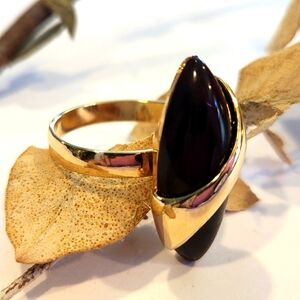 Vintage 70s Gold and Dark Brown Ring